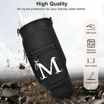 Initial Water Bottle Holder with Strap for Stanley Cup 40 oz with Handle