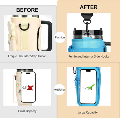 Initial Water Bottle Holder with Strap for Stanley Cup 40 oz with Handle