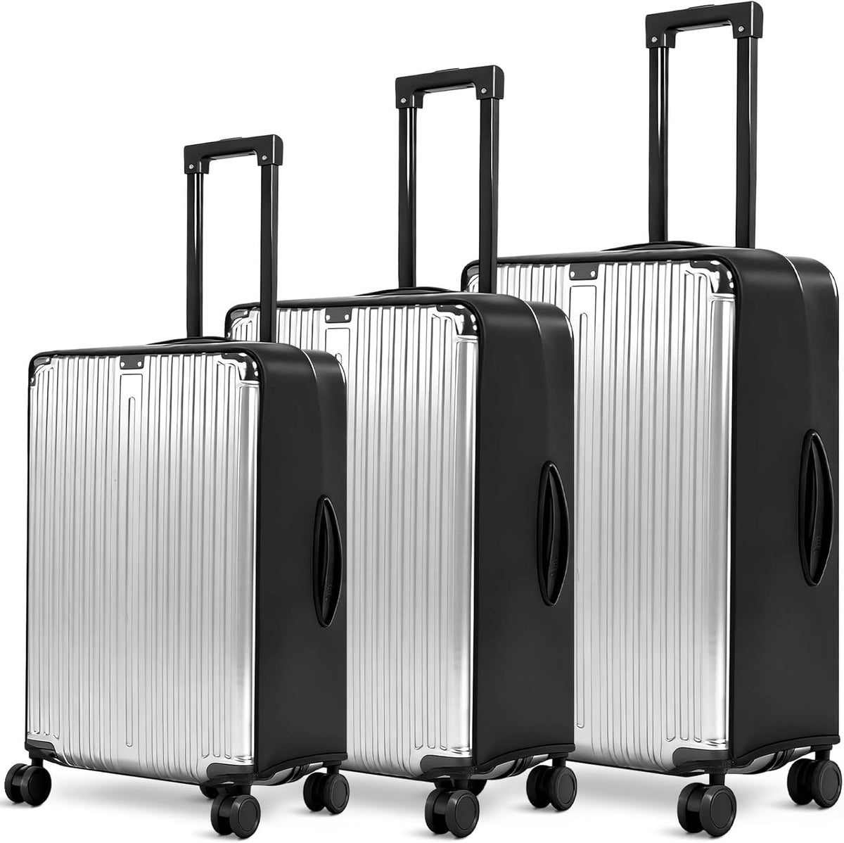 3 Pack Clear Luggage Cover Protector, TPU, Fits 20 24 28 in, TSA Approved