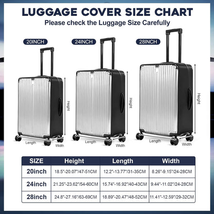 3 Pack Clear Luggage Cover Protector, TPU, Fits 20 24 28 in, TSA Approved