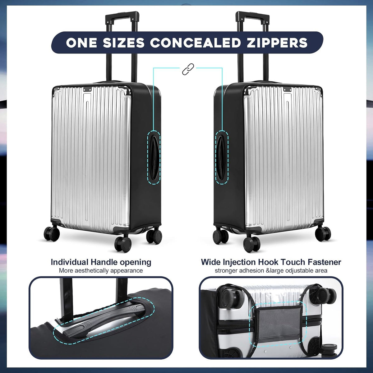 3 Pack Clear Luggage Cover Protector, TPU, Fits 20 24 28 in, TSA Approved