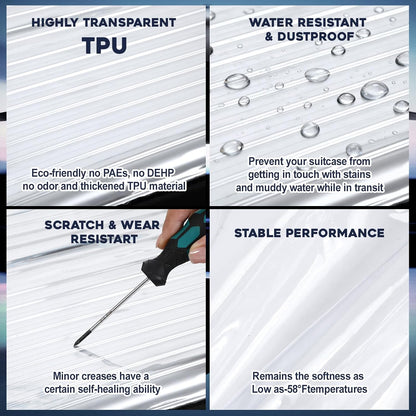 3 Pack Clear Luggage Cover Protector, TPU, Fits 20 24 28 in, TSA Approved