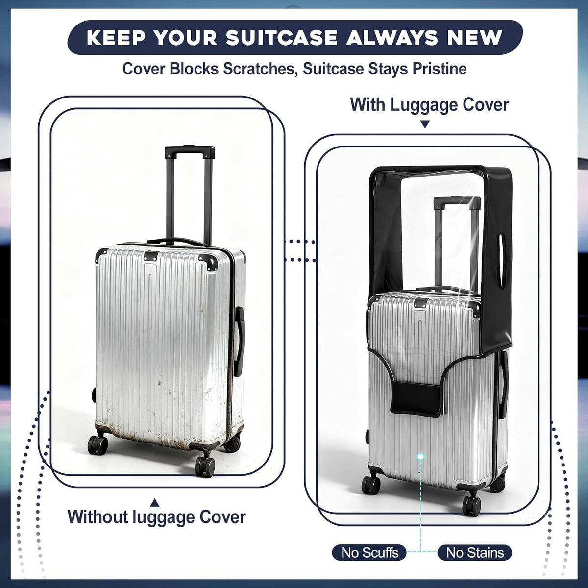 3 Pack Clear Luggage Cover Protector, TPU, Fits 20 24 28 in, TSA Approved