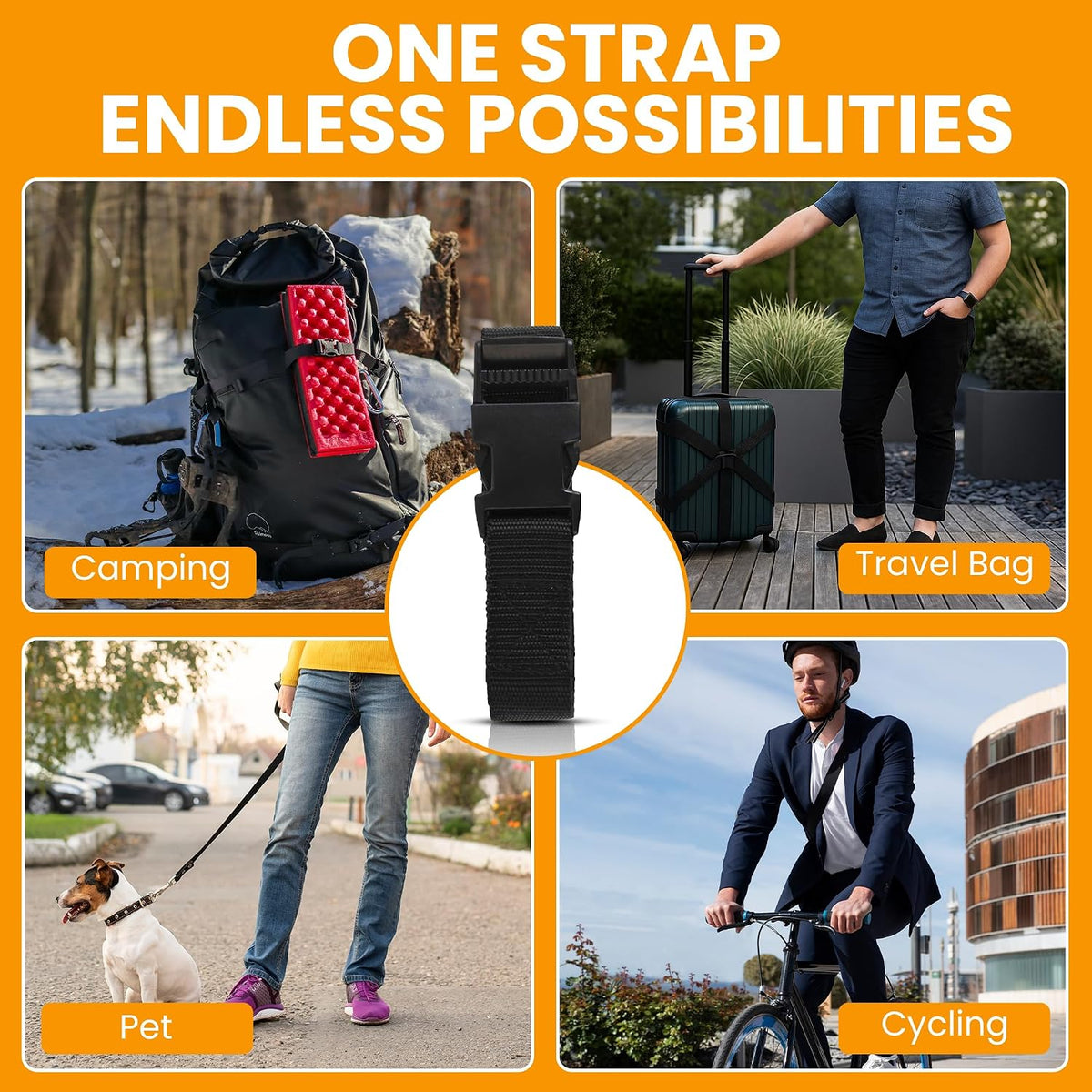 Utility Strap Quick-Release Buckle 72" 6-Pack