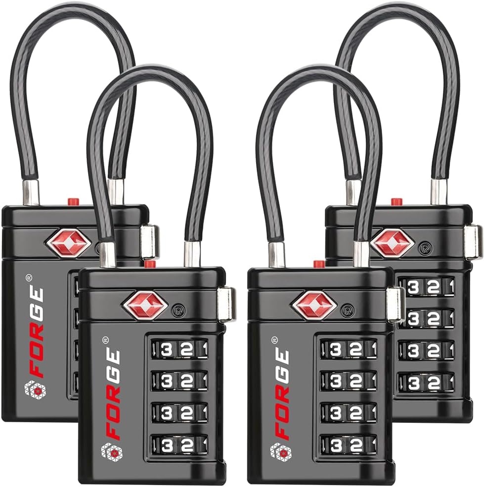 Open Alert TSA Approved Luggage Locks, Black, 4 Pack Locks.