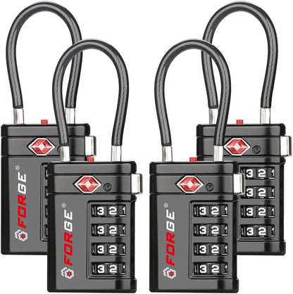 Open Alert TSA Approved Luggage Locks, Black, 4 Pack Locks.