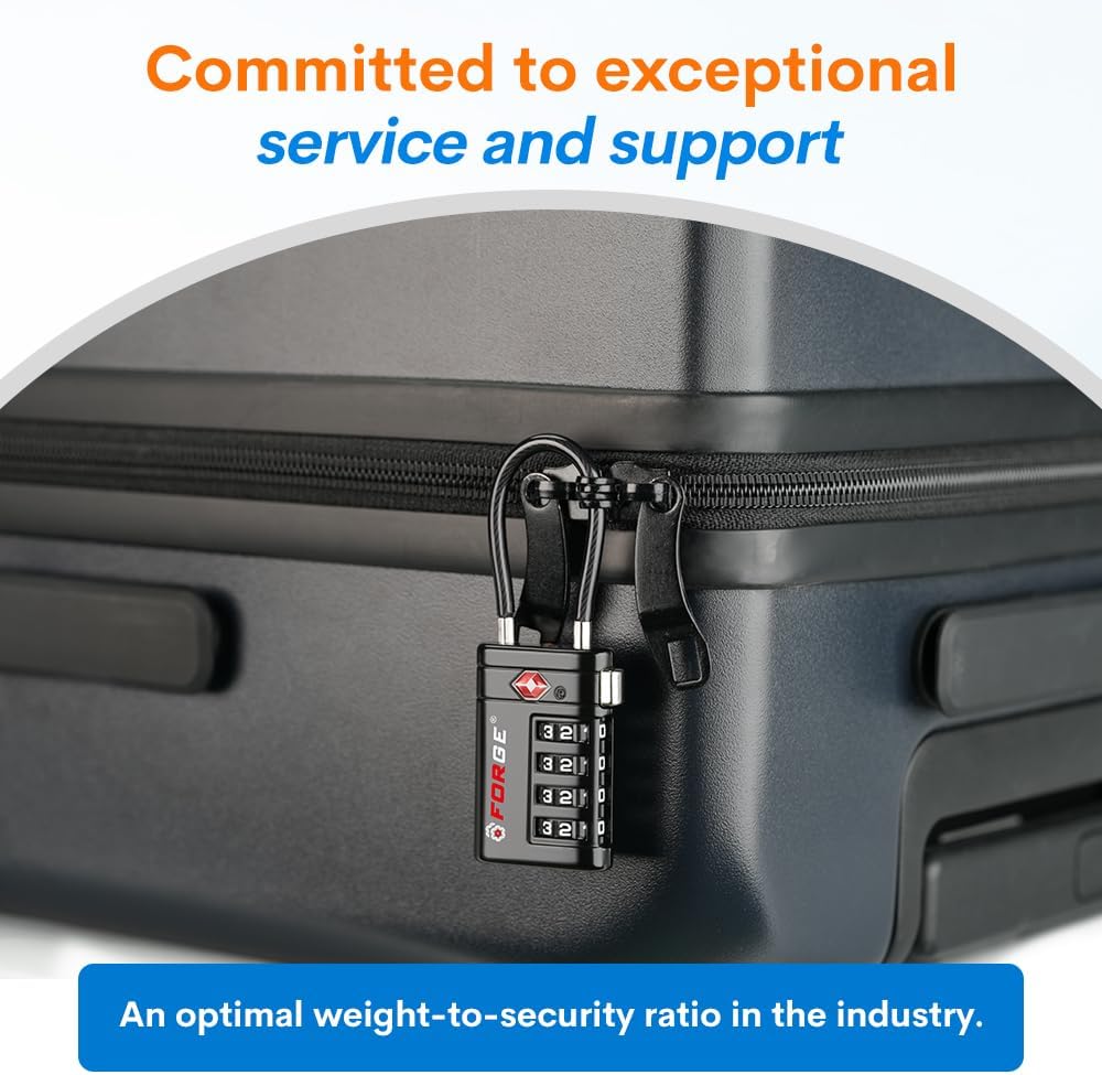 Open Alert TSA Approved Luggage Locks, Black, 4 Pack Locks.