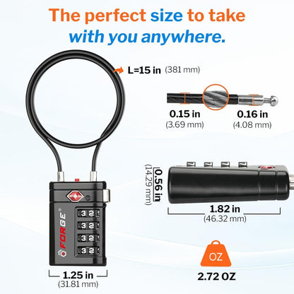 Open Alert TSA Approved Luggage Locks, Black, 4 Pack Locks.
