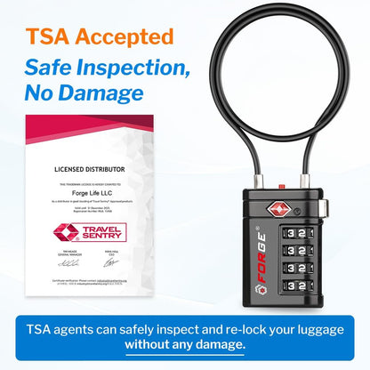 Open Alert TSA Approved Luggage Locks, Black, 4 Pack Locks.