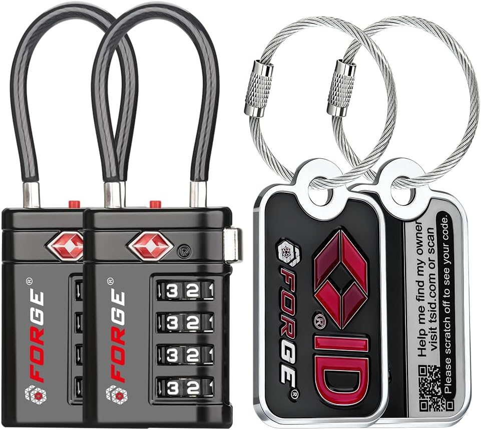 Open Alert TSA Approved Luggage Locks, Black, 4 Pack Locks.
