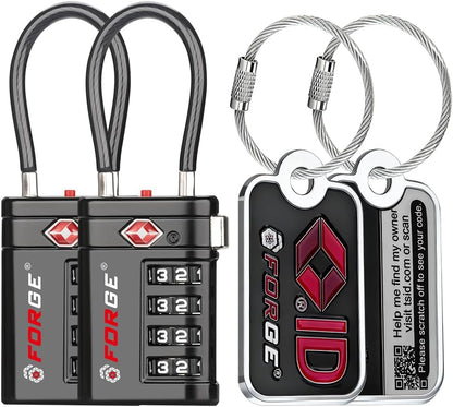 Open Alert TSA Approved Luggage Locks, Black, 4 Pack Locks.