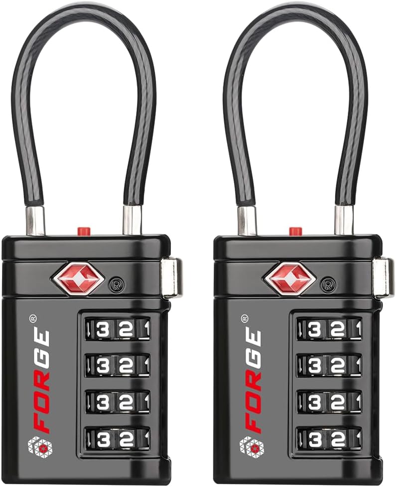 Open Alert TSA Approved Luggage Locks, Black, 4 Pack Locks.