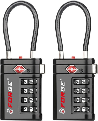 Open Alert TSA Approved Luggage Locks, Black, 4 Pack Locks.