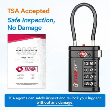 Open Alert TSA Approved Luggage Locks, Black, 4 Pack Locks.