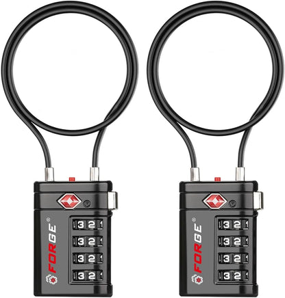 Open Alert TSA Approved Luggage Locks, Black, 4 Pack Locks.
