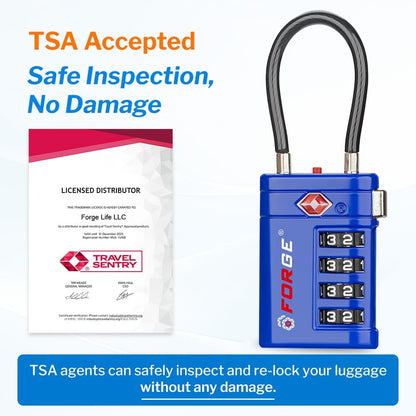 Open Alert TSA Approved Luggage Locks, Black, 4 Pack Locks.