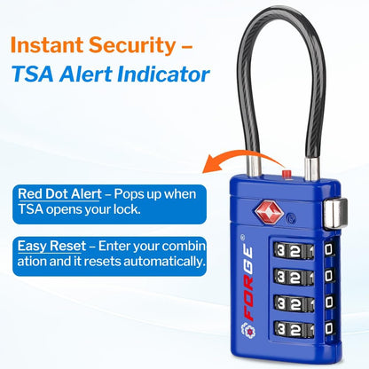 Open Alert TSA Approved Luggage Locks, Black, 4 Pack Locks.