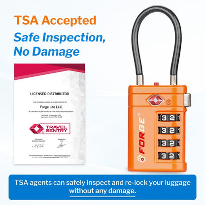 Open Alert TSA Approved Luggage Locks, Black, 4 Pack Locks.