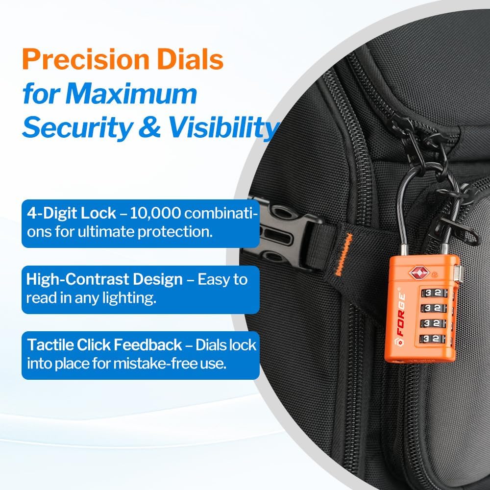 Open Alert TSA Approved Luggage Locks, Black, 4 Pack Locks.
