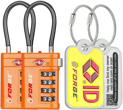 Open Alert TSA Approved Luggage Locks, Black, 4 Pack Locks.