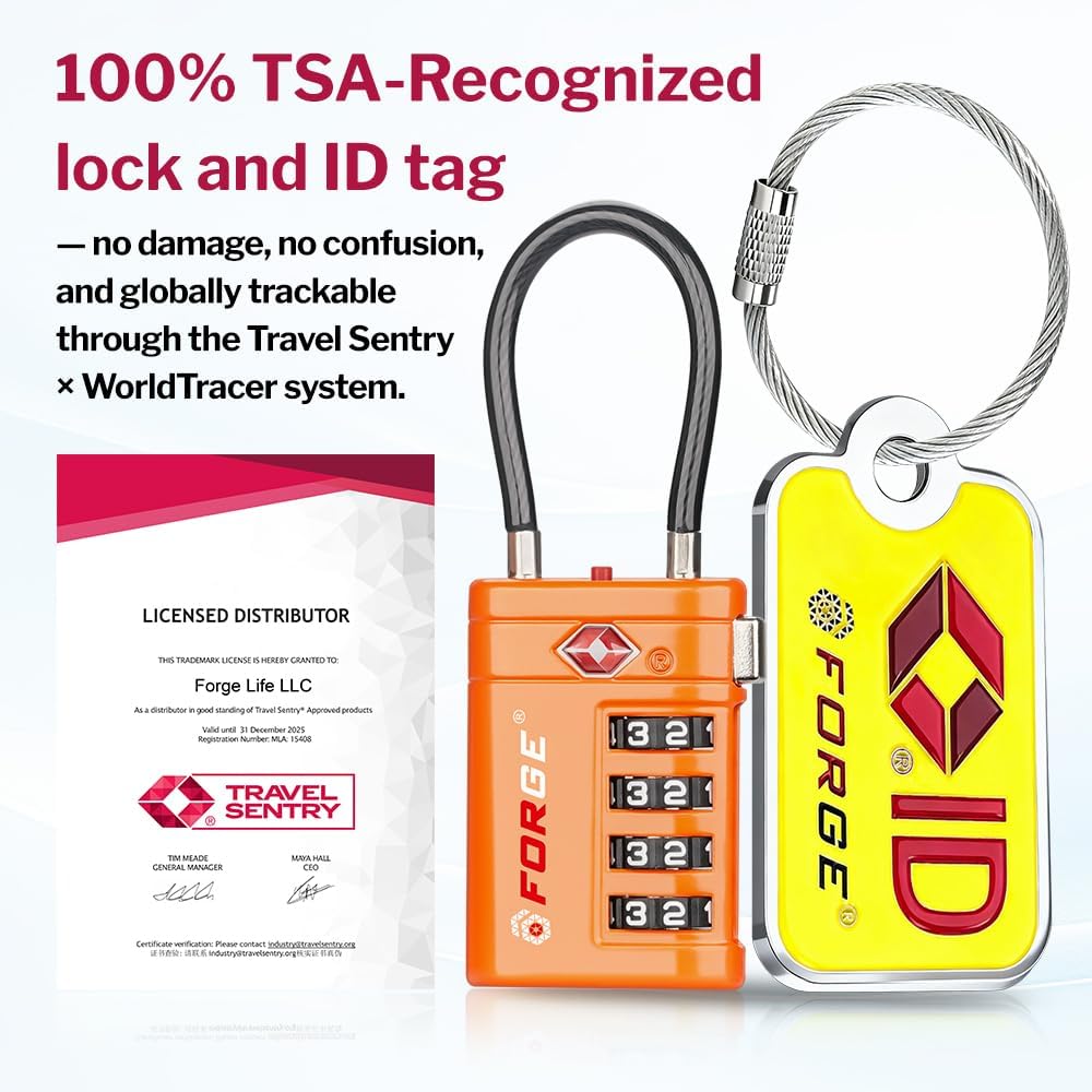 Open Alert TSA Approved Luggage Locks, Black, 4 Pack Locks.