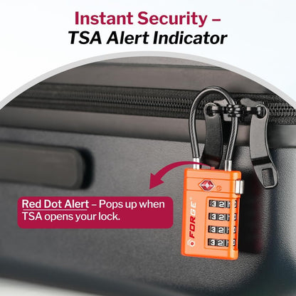 Open Alert TSA Approved Luggage Locks, Black, 4 Pack Locks.