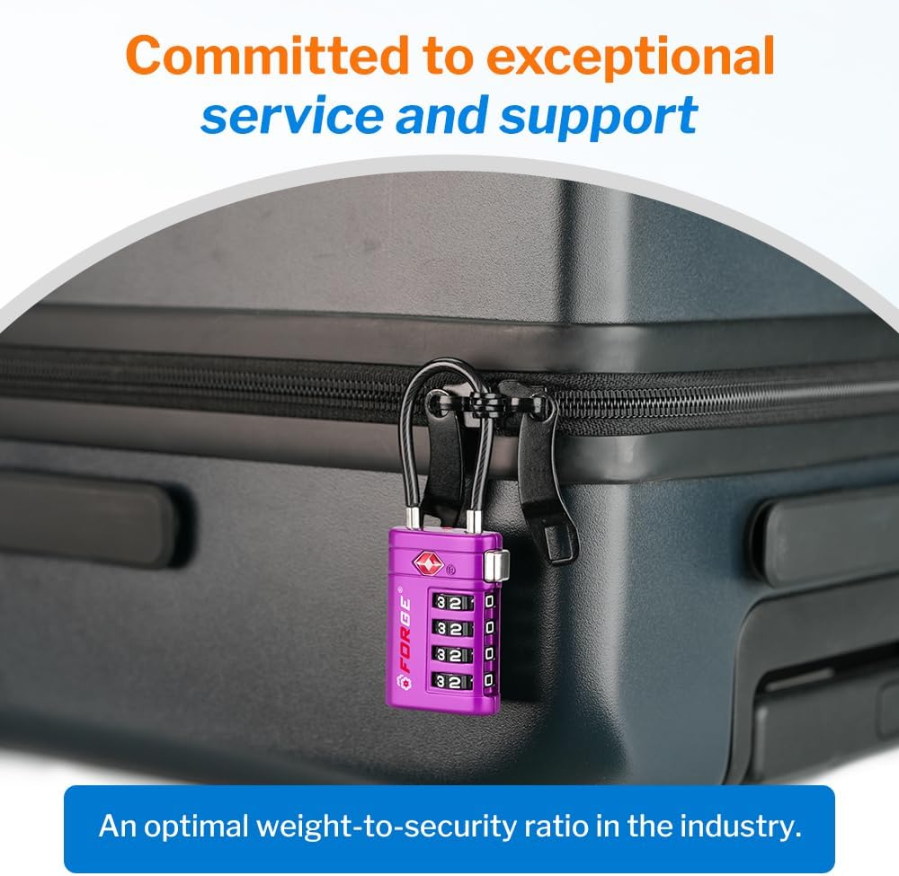 Open Alert TSA Approved Luggage Locks, Black, 4 Pack Locks.