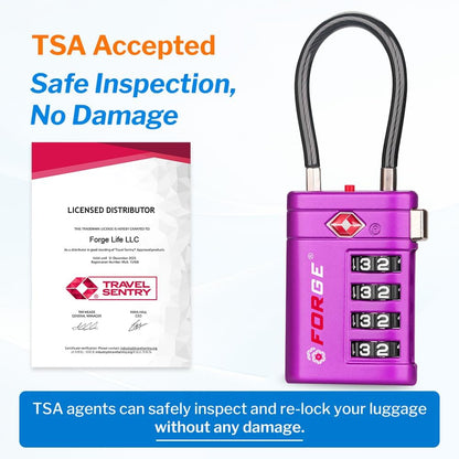 Open Alert TSA Approved Luggage Locks, Black, 4 Pack Locks.