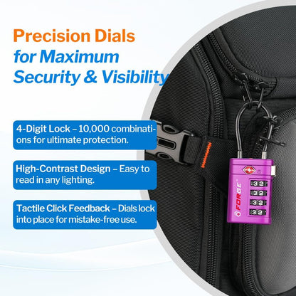 Open Alert TSA Approved Luggage Locks, Black, 4 Pack Locks.