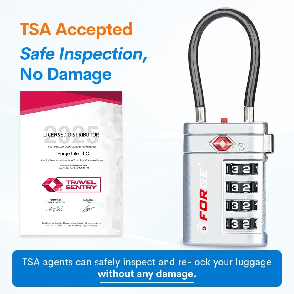 Open Alert TSA Approved Luggage Locks, Black, 4 Pack Locks.