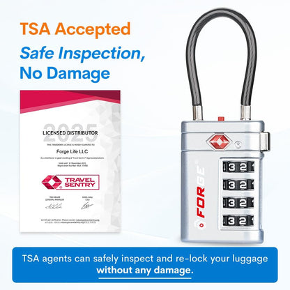Open Alert TSA Approved Luggage Locks, Black, 4 Pack Locks.