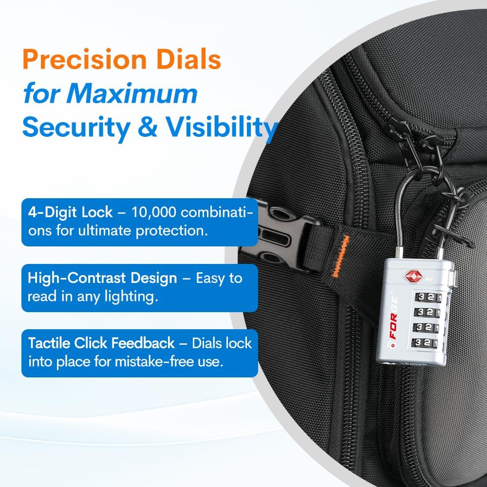 Open Alert TSA Approved Luggage Locks, Black, 4 Pack Locks.