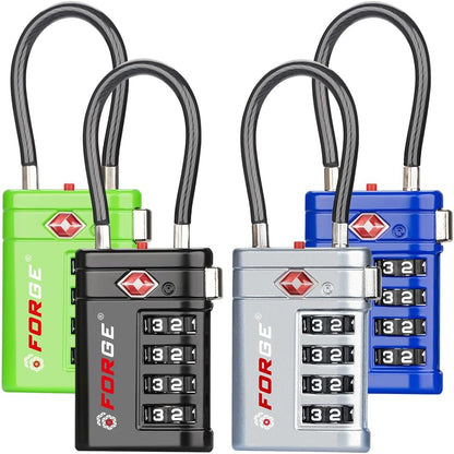 Open Alert TSA Approved Luggage Locks, Black, 4 Pack Locks.