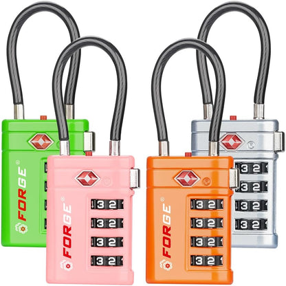 Open Alert TSA Approved Luggage Locks, Black, 4 Pack Locks.