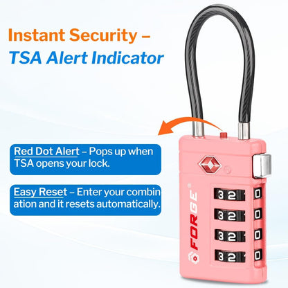 Open Alert TSA Approved Luggage Locks, Black, 4 Pack Locks.