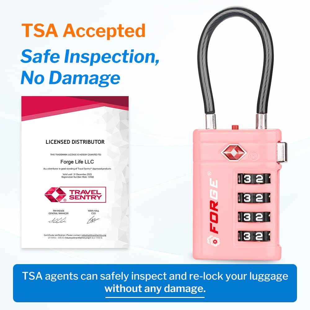 Open Alert TSA Approved Luggage Locks, Black, 4 Pack Locks.
