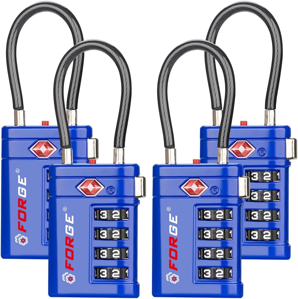 Open Alert TSA Approved Luggage Locks, Black, 4 Pack Locks.