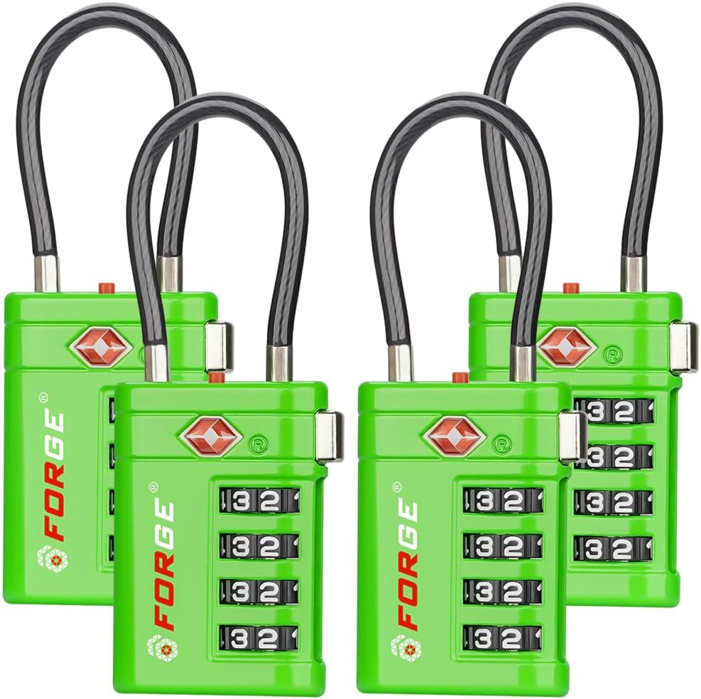 Open Alert TSA Approved Luggage Locks, Black, 4 Pack Locks.