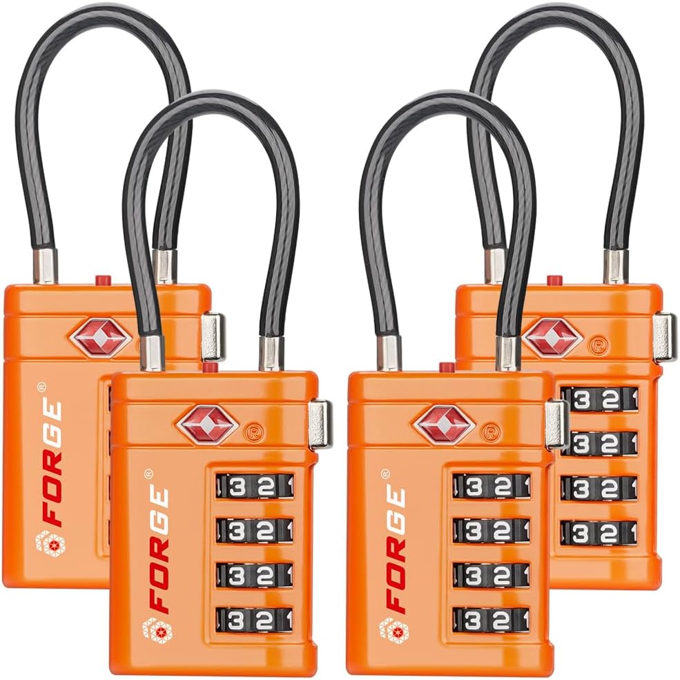 Open Alert TSA Approved Luggage Locks, Black, 4 Pack Locks.