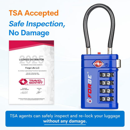 Open Alert TSA Approved Luggage Locks, Black, 4 Pack Locks.
