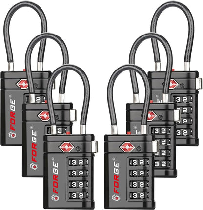 Open Alert TSA Approved Luggage Locks, Black, 4 Pack Locks.