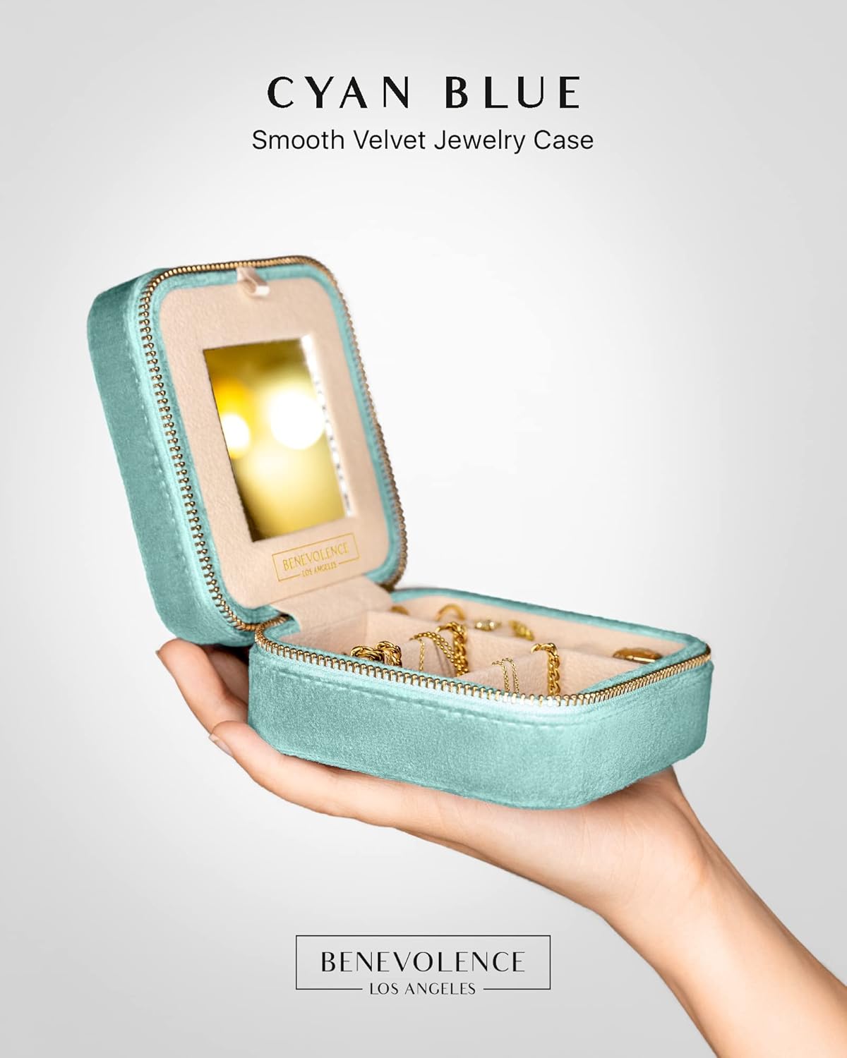 Featured in Oprah's Favorite Things Plush Velvet Travel Jewelry Box – Jewelry Organizer Case with Mirror – Birthday Gifts for Women – Periwinkle Blue