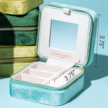 Featured in Oprah's Favorite Things Plush Velvet Travel Jewelry Box – Jewelry Organizer Case with Mirror – Birthday Gifts for Women – Periwinkle Blue