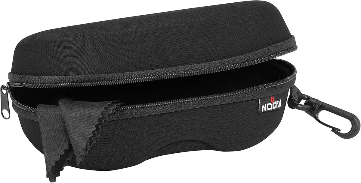 Glasses Case Hard Shell with Velvet Lining, Reinforced Zipper & Belt Clip — Protective Sunglasses or Eyeglass Case for Sunglass or Safety Glasses, Perfect Storage for Travel — For Men and Women