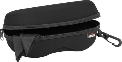 Glasses Case Hard Shell with Velvet Lining, Reinforced Zipper & Belt Clip — Protective Sunglasses or Eyeglass Case for Sunglass or Safety Glasses, Perfect Storage for Travel — For Men and Women