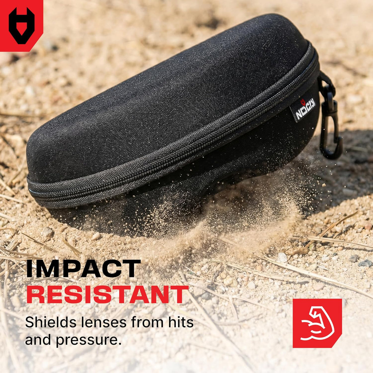 Glasses Case Hard Shell with Velvet Lining, Reinforced Zipper & Belt Clip — Protective Sunglasses or Eyeglass Case for Sunglass or Safety Glasses, Perfect Storage for Travel — For Men and Women