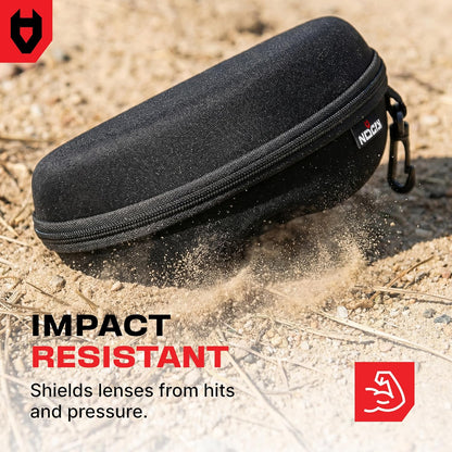 Glasses Case Hard Shell with Velvet Lining, Reinforced Zipper & Belt Clip — Protective Sunglasses or Eyeglass Case for Sunglass or Safety Glasses, Perfect Storage for Travel — For Men and Women