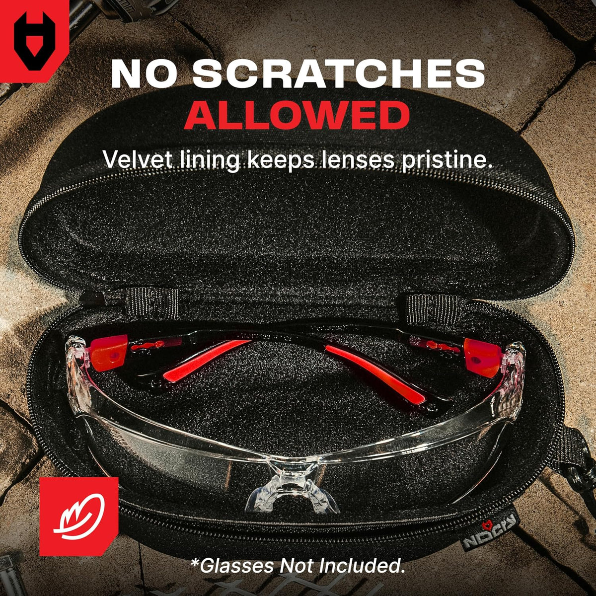 Glasses Case Hard Shell with Velvet Lining, Reinforced Zipper & Belt Clip — Protective Sunglasses or Eyeglass Case for Sunglass or Safety Glasses, Perfect Storage for Travel — For Men and Women