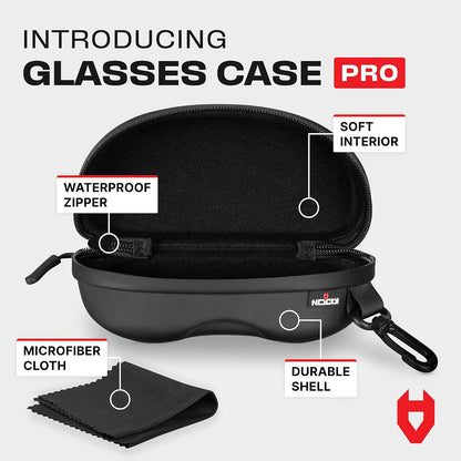 Glasses Case Hard Shell with Velvet Lining, Reinforced Zipper & Belt Clip — Protective Sunglasses or Eyeglass Case for Sunglass or Safety Glasses, Perfect Storage for Travel — For Men and Women