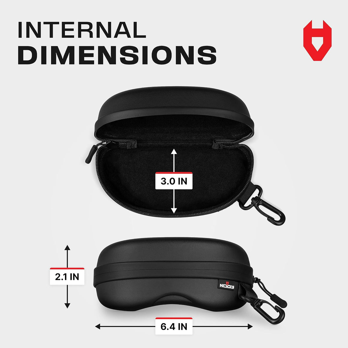 Glasses Case Hard Shell with Velvet Lining, Reinforced Zipper & Belt Clip — Protective Sunglasses or Eyeglass Case for Sunglass or Safety Glasses, Perfect Storage for Travel — For Men and Women